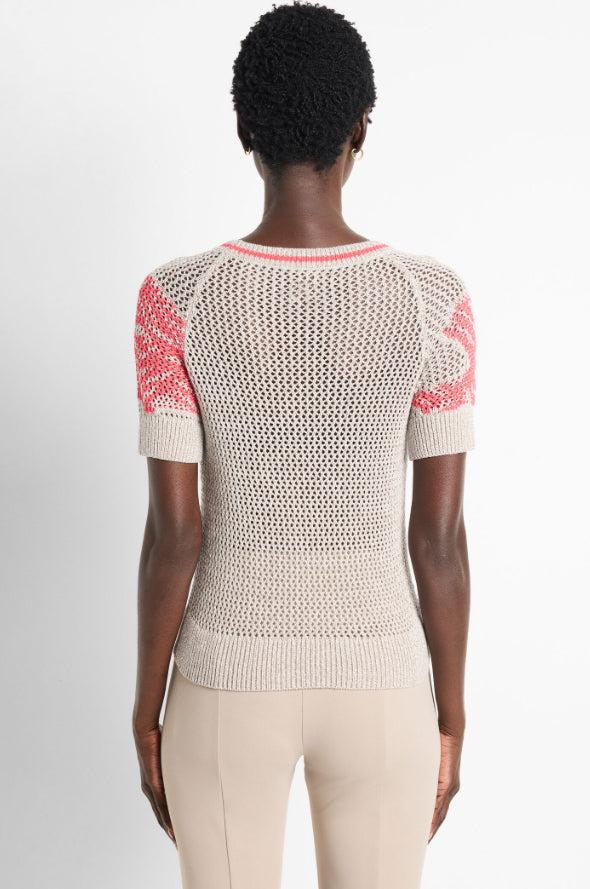 Nic+Zoe Dancing Mesh Short Sleeve Sweater