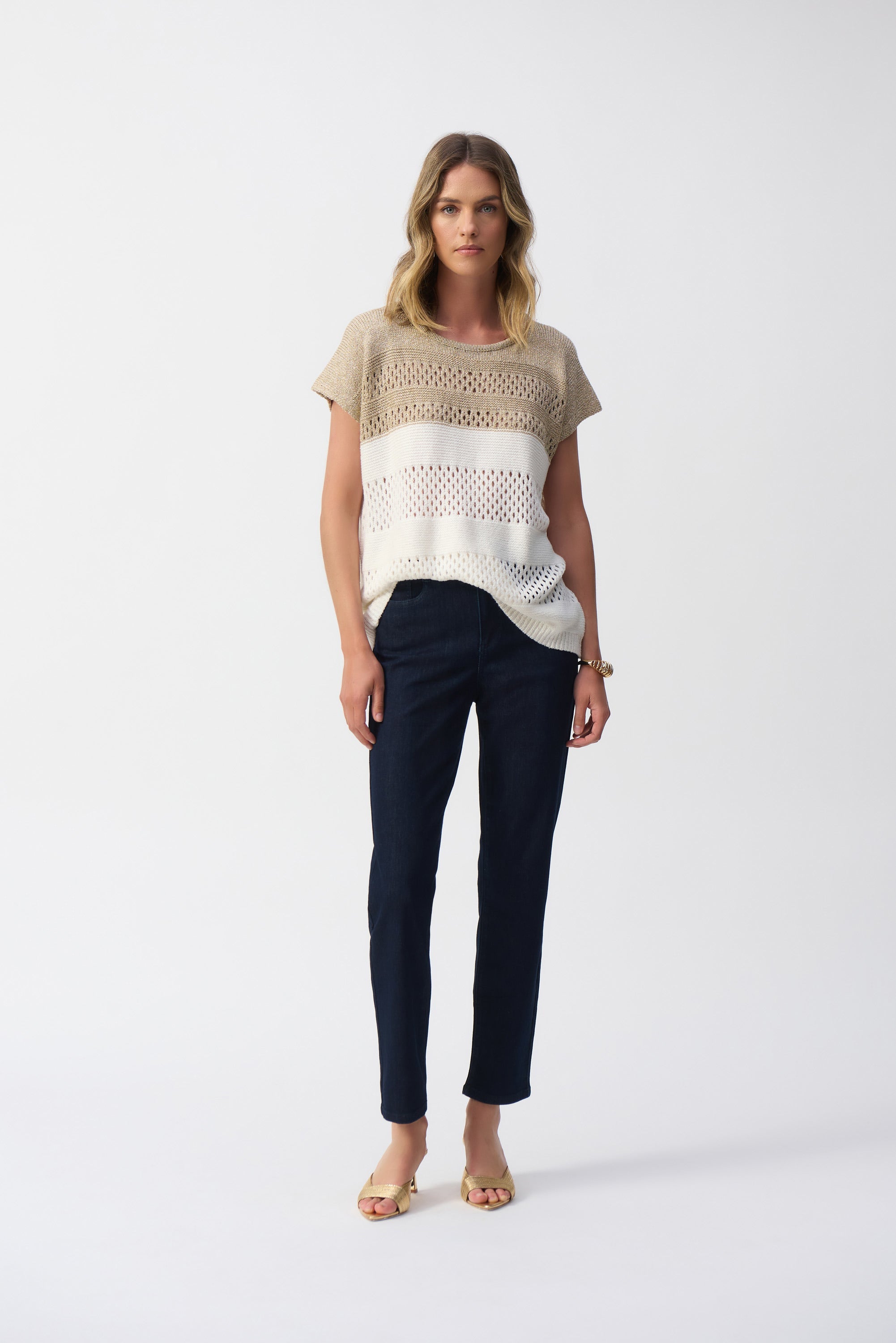 Joseph Ribkoff Block Metallic Sweater