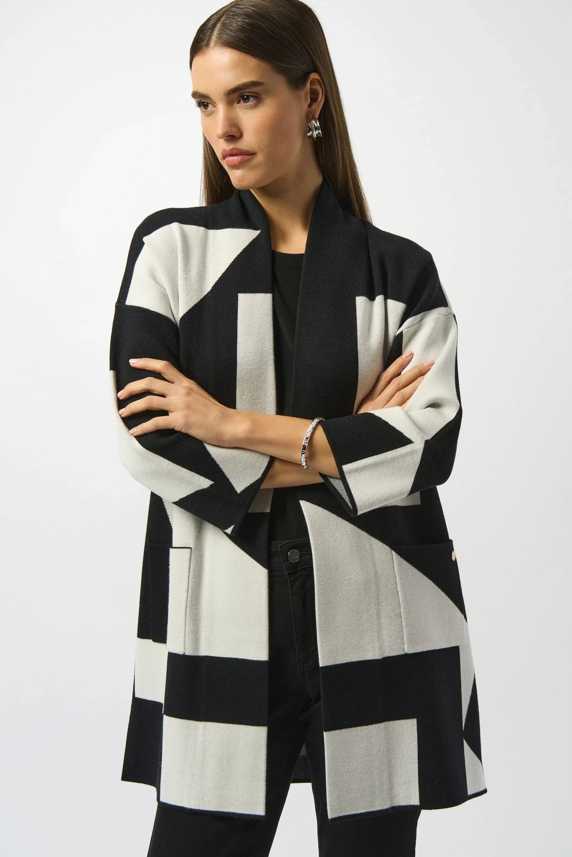 Joseph Ribkoff Color Block Jacquard Sweater