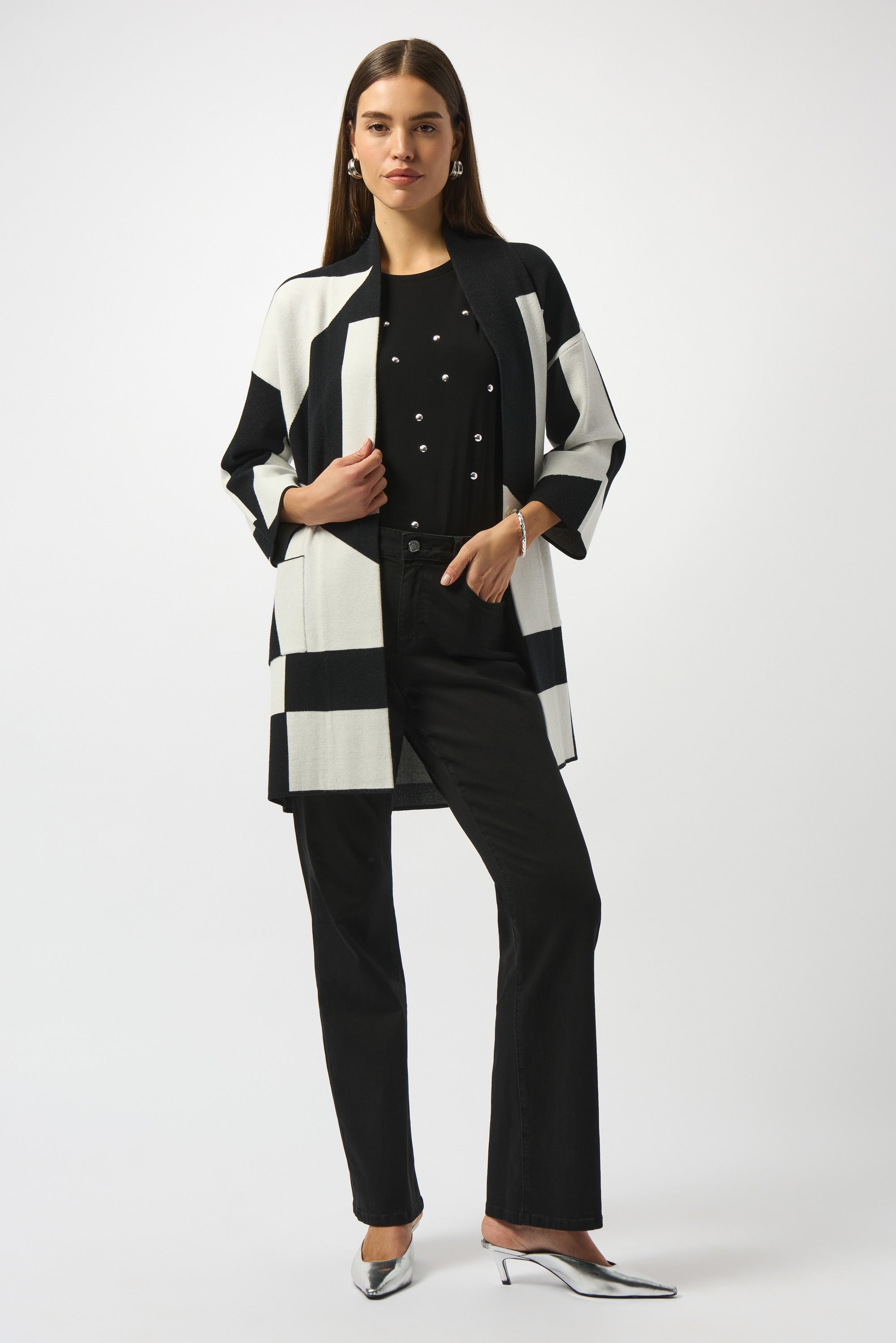 Joseph Ribkoff Color Block Jacquard Sweater
