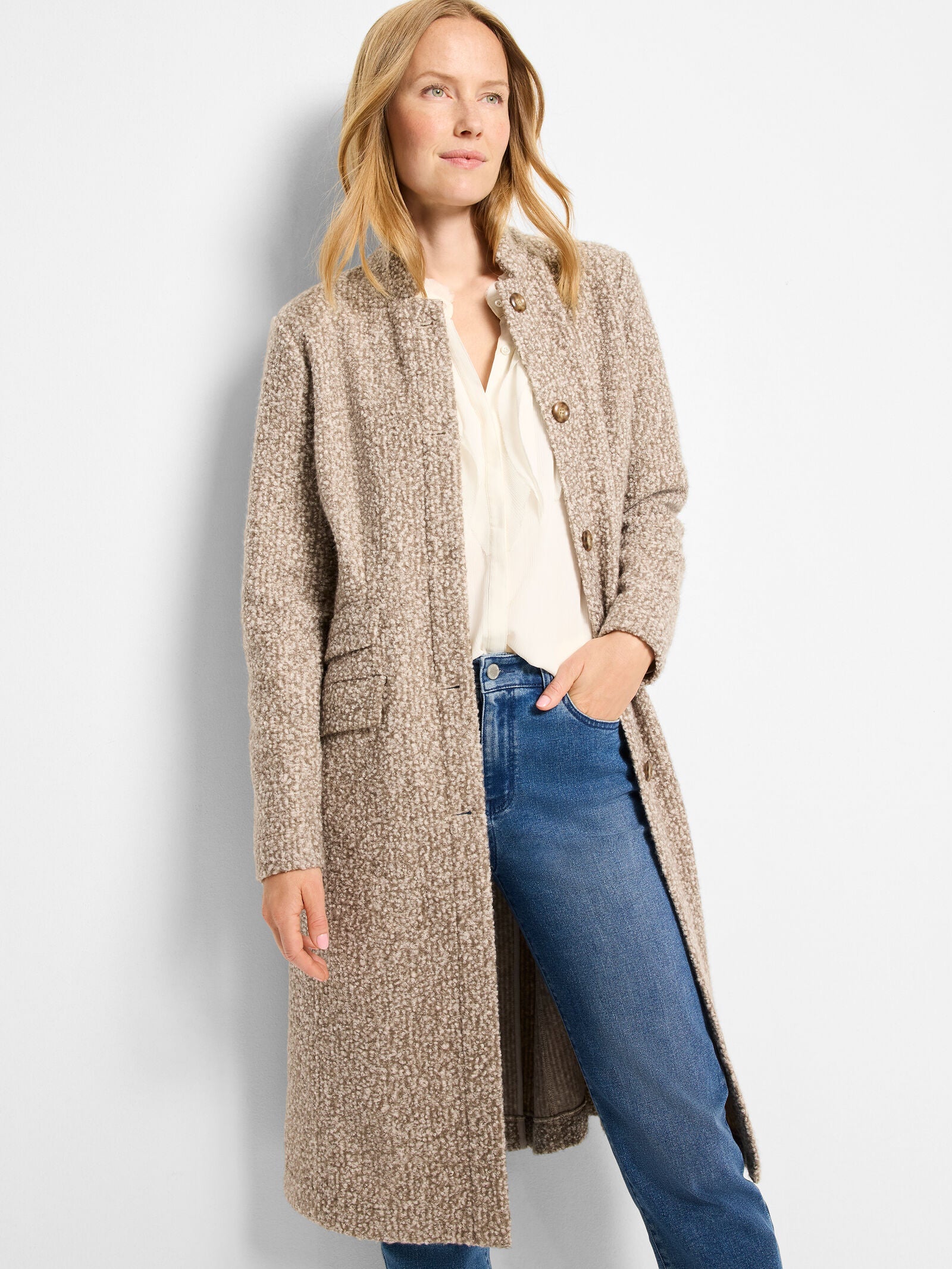 Nic+Zoe Sherpa Tweed Knit Topcoat