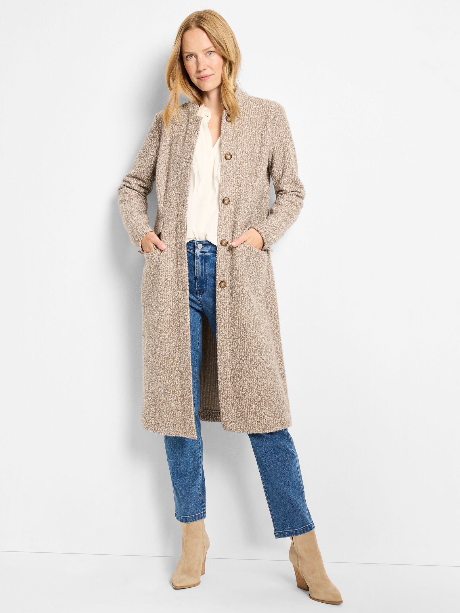 Nic+Zoe Sherpa Tweed Knit Topcoat