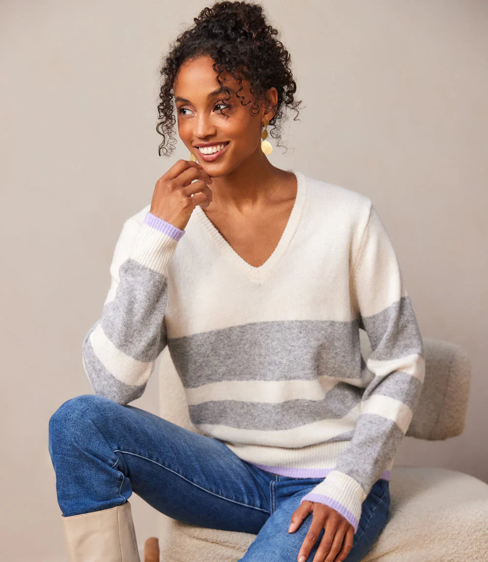 Karen Kane Striped V-Neck Sweater
