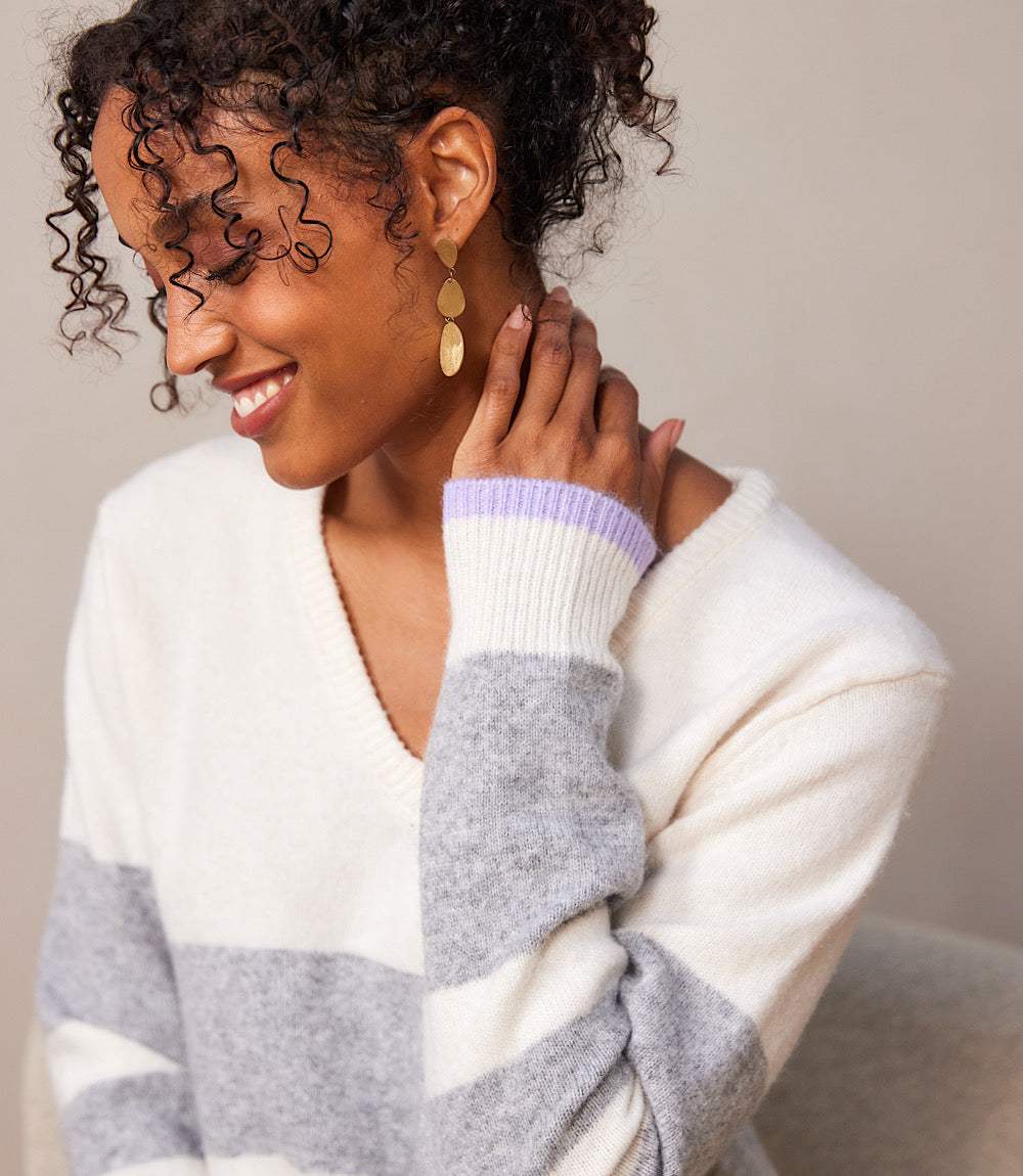 Karen Kane Striped V-Neck Sweater