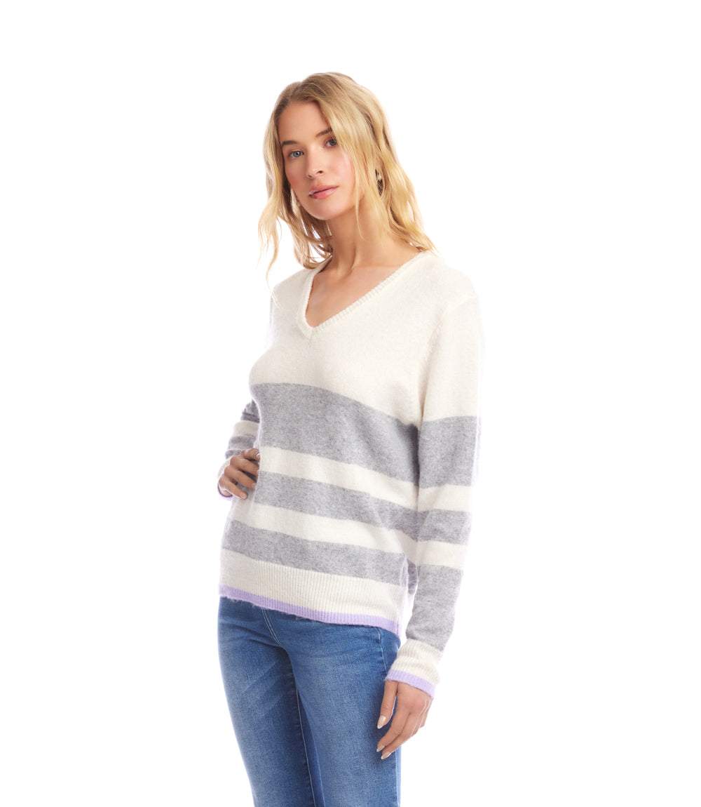 Karen Kane Striped V-Neck Sweater